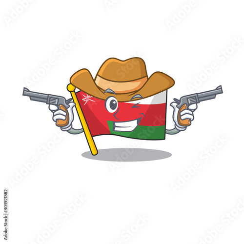 Flag oman dressed as a Cowboy holding guns