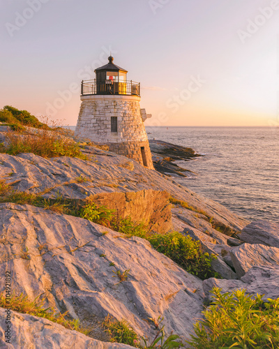 Castle Hill Lighthouse, Newport, Rhode Island at twilight photo
