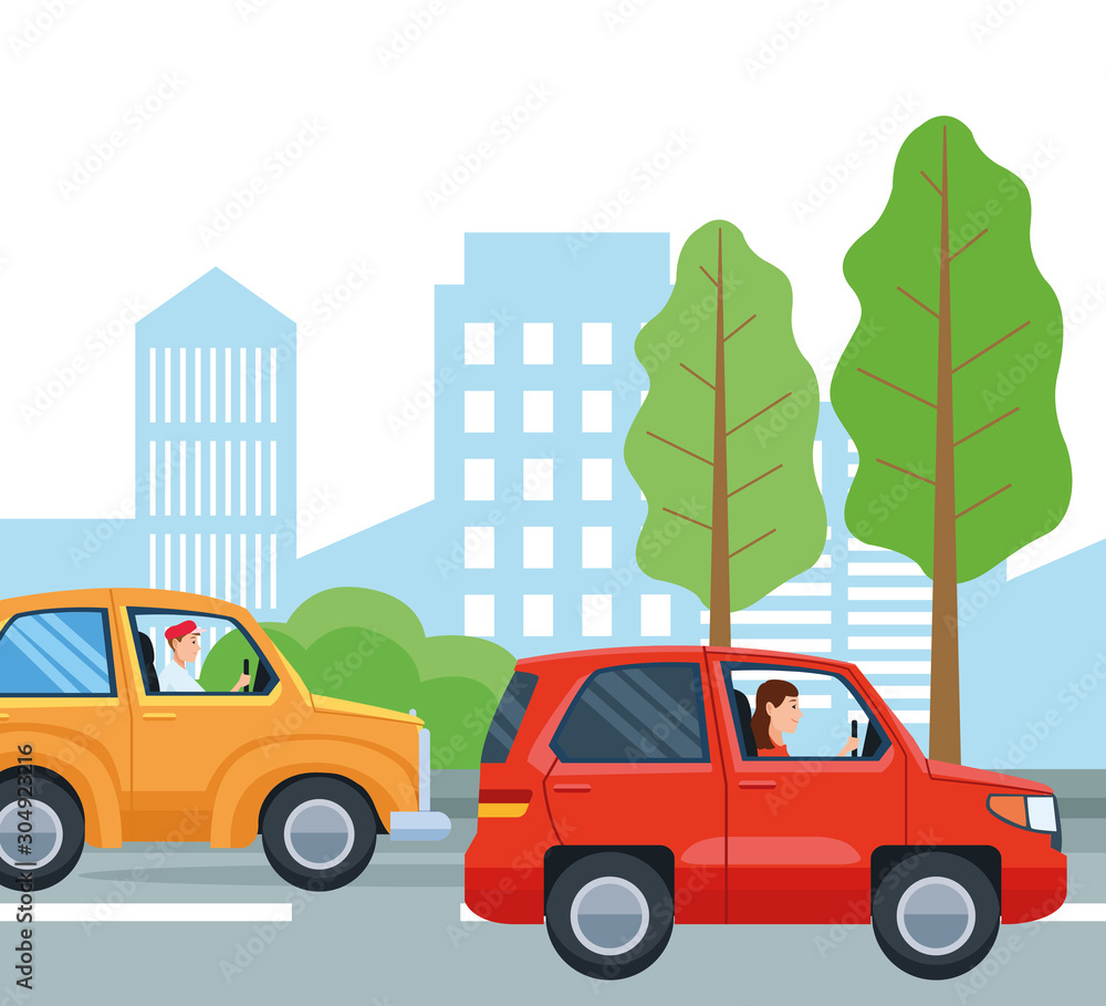 People driving cars vector design