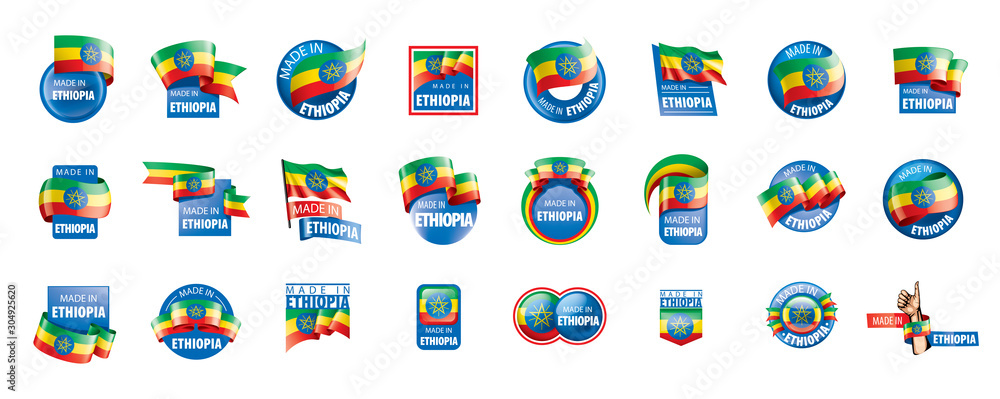 Ethiopia flag, vector illustration on a white background Ethiopia flag, vector illustration on a white background
