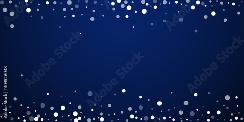 White dots Christmas background. Subtle flying sno