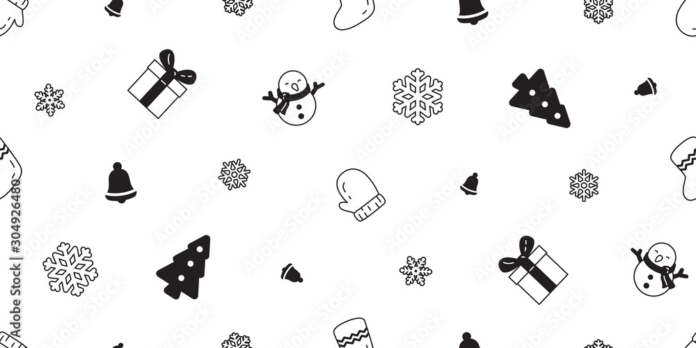 Black Santa and Snowman Doodle Christmas Wrapping Paper Roll