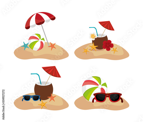 bundle summer holiday with set icons vector illustration design