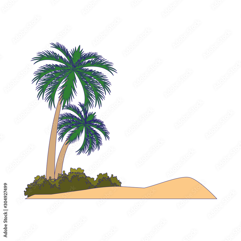 Obraz premium beach with palms icon, flat design