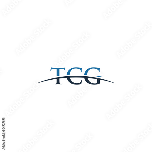 Initial letter TCG, overlapping movement swoosh horizon logo company design inspiration in blue and gray color vector photo