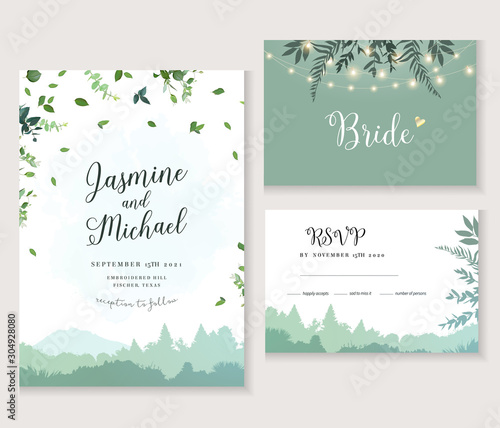 Landscape and greenery vector design invitation