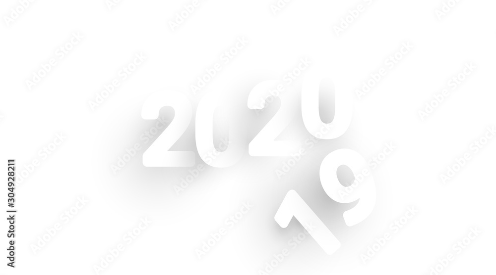 2020 New Year design number in paper cut and craft style for your seasonal holidays flyers, greetings and invitations, and cards. White color and simple 2020 background. - Vector. 2020 New Year design number in paper cut and craft style for your seasonal holidays flyers, greetings and invitations, and cards. White color and simple 2020 background. - Vector.