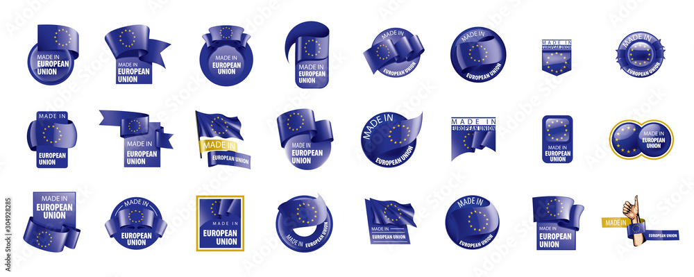 European union flag, vector illustration on a white background - obrazy, fototapety, plakaty 