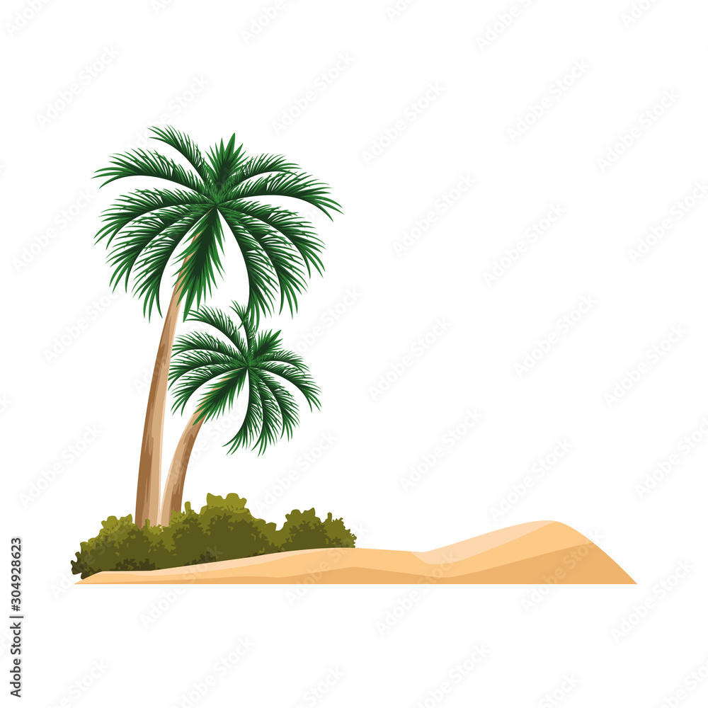 Obraz premium beach with palms icon, flat design
