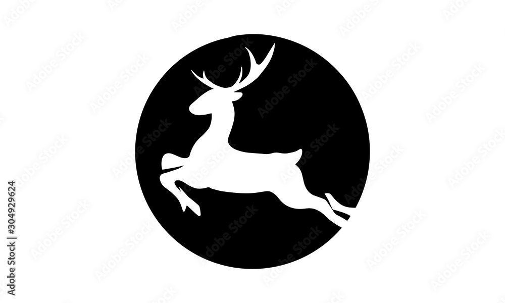 silhouette of a Deer Run in circular shape silhouette of a Deer Run in circular shape