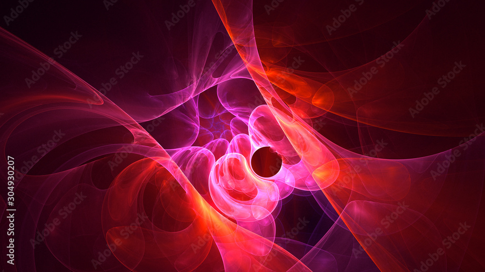 3D rendering abstract red fractal light background