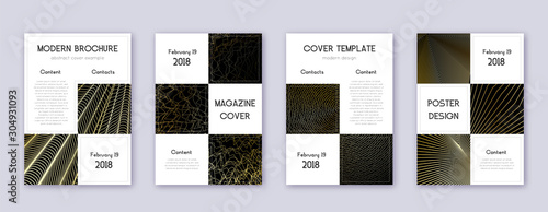 Business brochure design template set. Gold abstra
