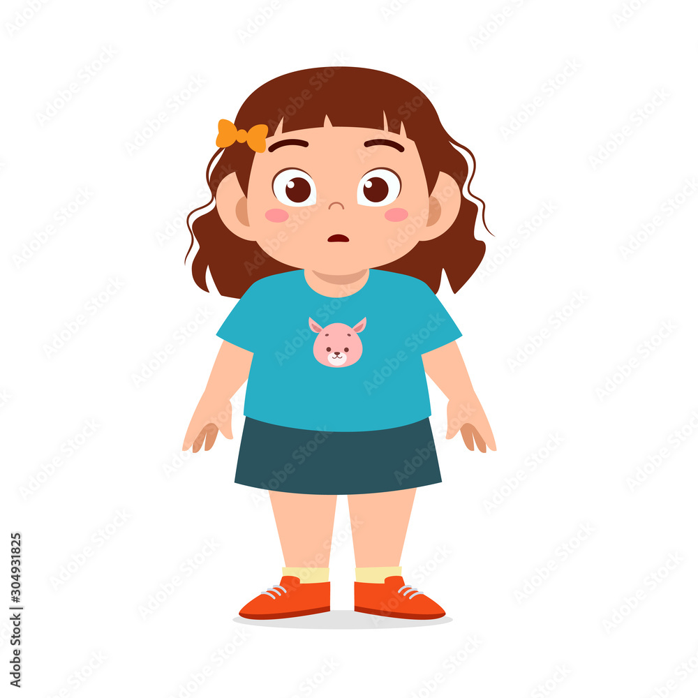 happy cute fat unhealthy kid girl standing happy cute fat unhealthy kid girl standing