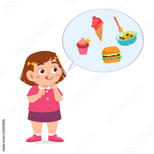 cute fat kid girl eat junk food