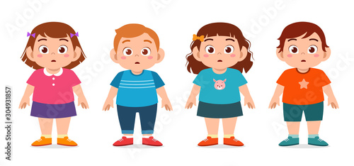 happy cute fat unhealthy kids boy and girl