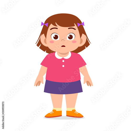 happy cute fat unhealthy kid girl standing