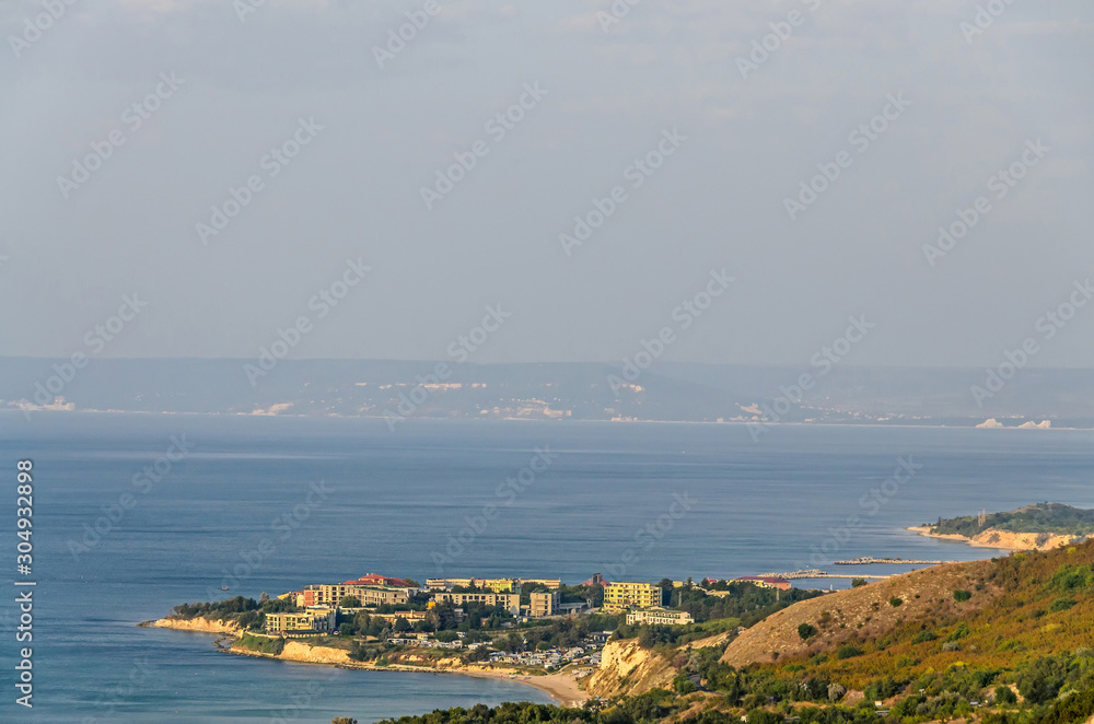Hotels of Green Thracian cliffs near  Black Sea, rocky path seaview
