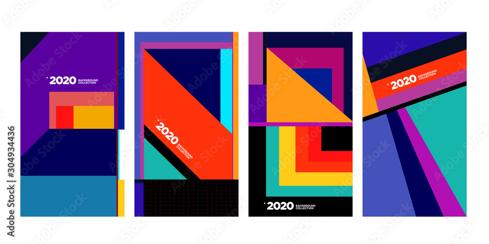 2020 vector geometric and abstract colorful background collection. Background for social media story, website, banner, poster, and digital media.