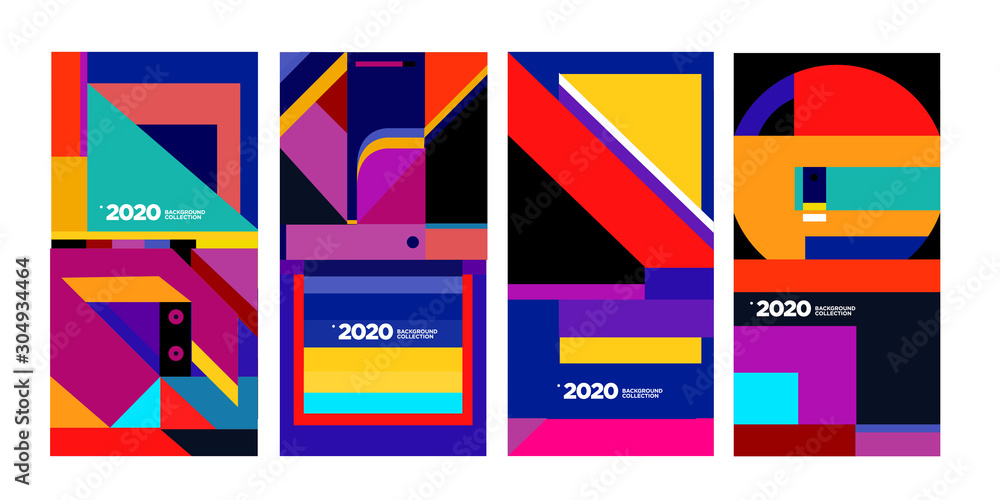2020 vector geometric and abstract colorful background collection