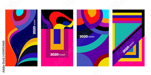 2020 vector geometric and abstract colorful background collection. Background for social media story, website, banner, poster, and digital media.