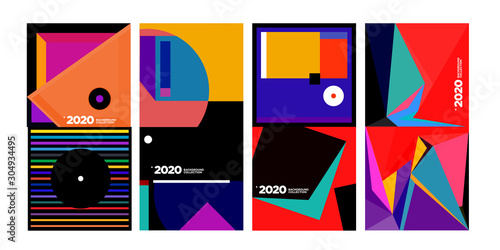 2020 vector geometric and abstract colorful background collection. Background for social media story, website, banner, poster, and digital media.