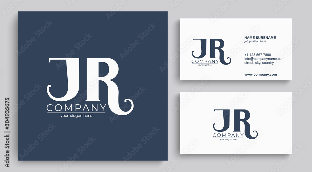 Letter JR logo or monogram. blank for business card. For your business. Vector sign. Letter JR logo or monogram. blank for business card. For your business. Vector sign.