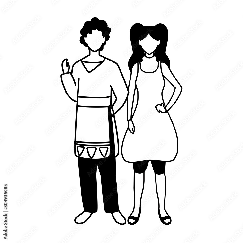 couple of people faceless on white background couple of people faceless on white background
