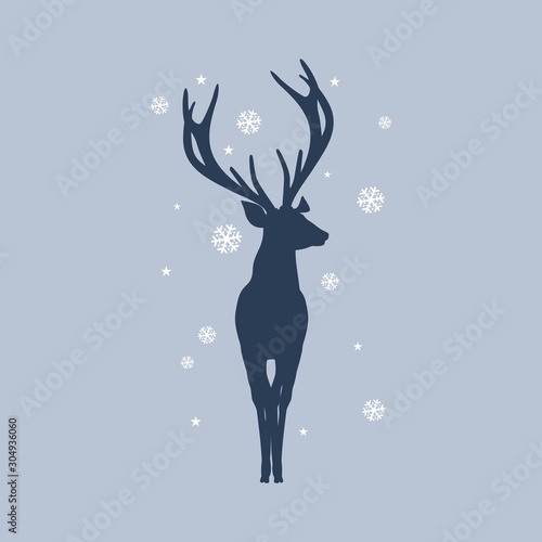Silhouette of a deer with horns