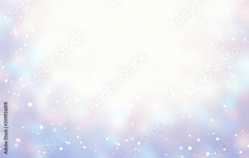 Wonderful snow defocused illustration. White blue lilac pastel blurred texture. Winter light magical backdrop. Christmas faint iridescent glare. Delicate empty background. 