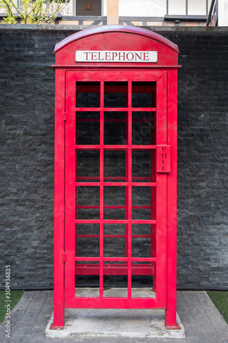 Vintage English British style telephone box.