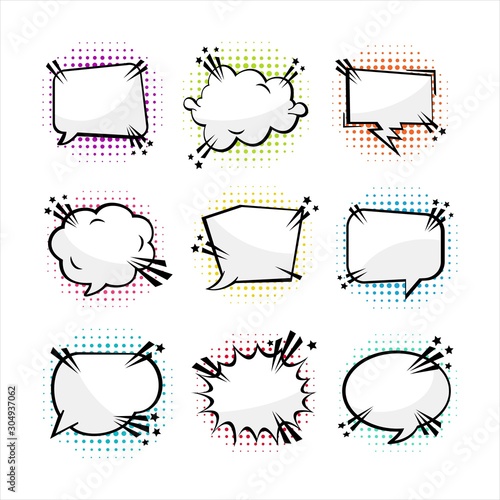 baloon text blank halftone comic style