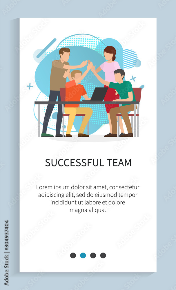 Successful team vector, man and woman working in park, teamwork bringing success and achievements, programer with laptop, computer coder. Website or app slider template, landing page flat style Successful team vector, man and woman working in park, teamwork bringing success and achievements, programer with laptop, computer coder. Website or app slider template, landing page flat style
