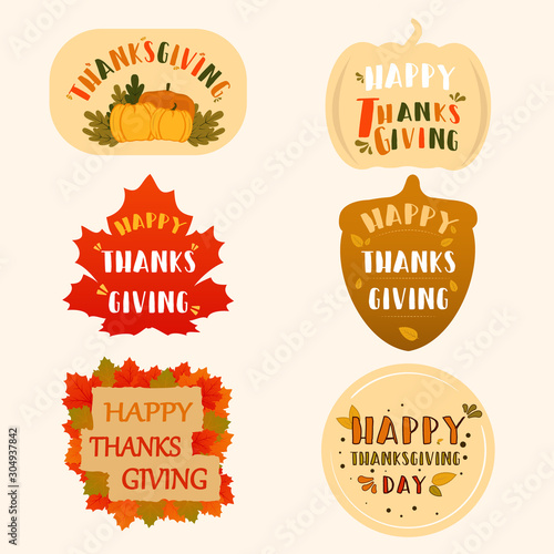 Thanksgiving day badge and label collection design