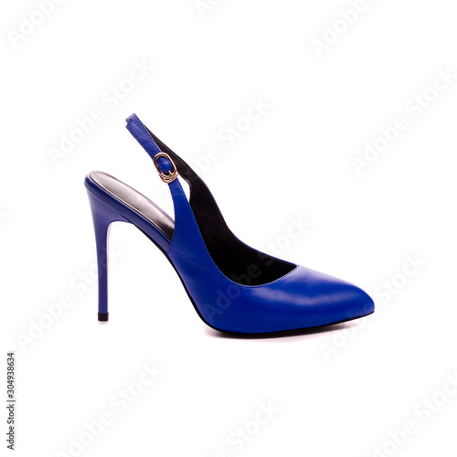 Blue summer woman Shoe isolated in white background