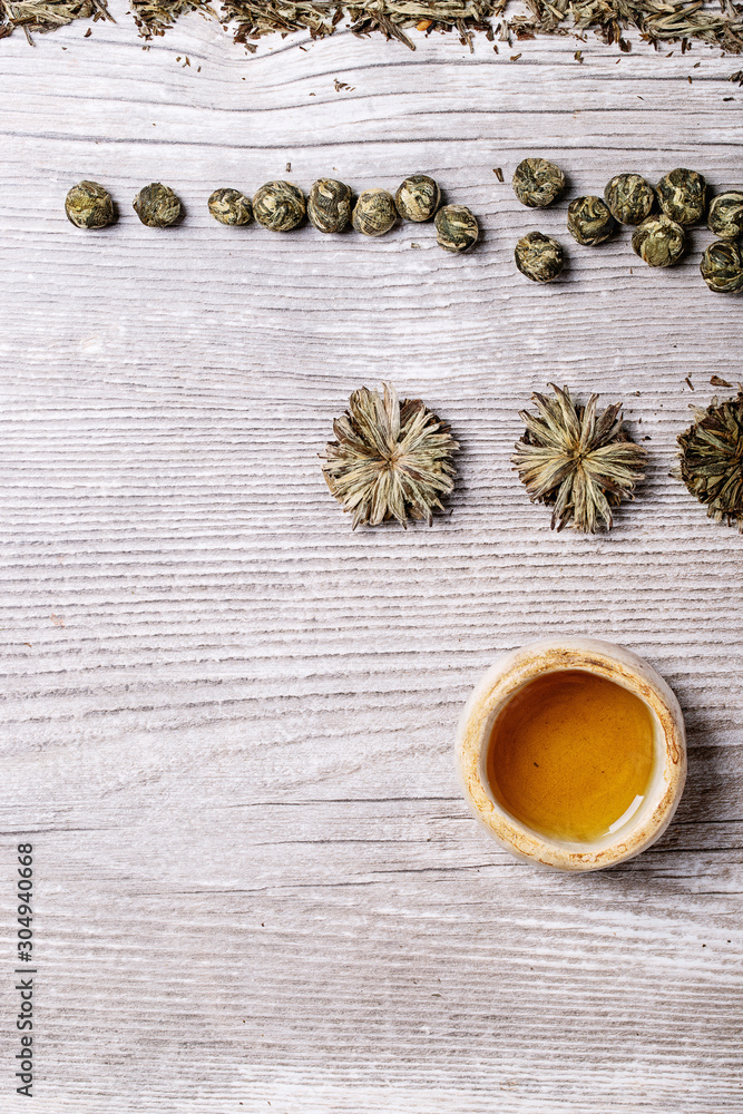 Variety of green tea Variety of green tea