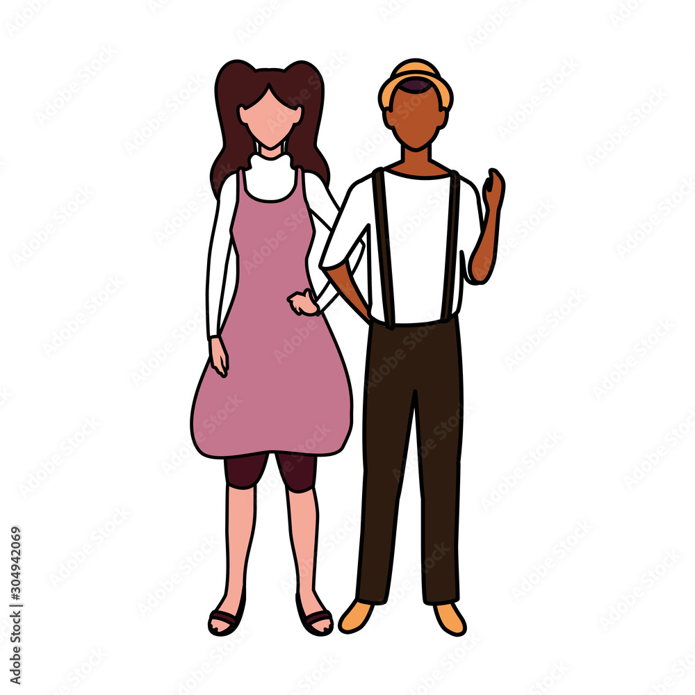 couple of people faceless on white background couple of people faceless on white background
