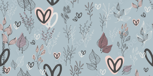 Botanical seamless pattern. Good for leaflets, cards, posters, prints, menu, booklets