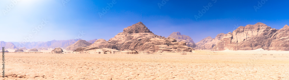 Panoramic Approach to Wadi Rum: The White Desert