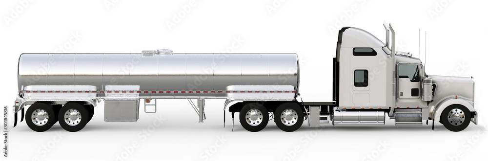 Food Tank Truck Mockup. 3D Illustration Isolated on White Background