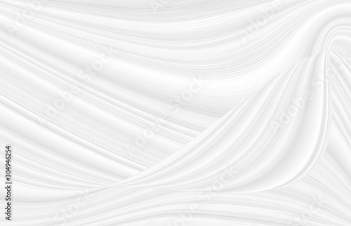 White background with waves and bends in an abstract cosmic form, circles and stains. Gray texture with gradients in 3 d volume, template for beautiful screensavers.