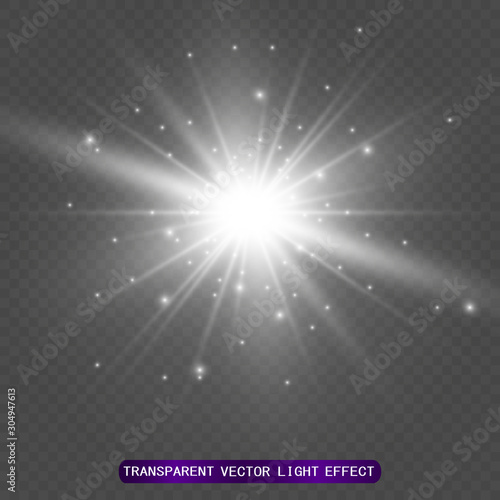  Special flash lens, light effect. The flash blinks with beams and a searchlight. silt White glowing light. Beautiful star Light from the rays.