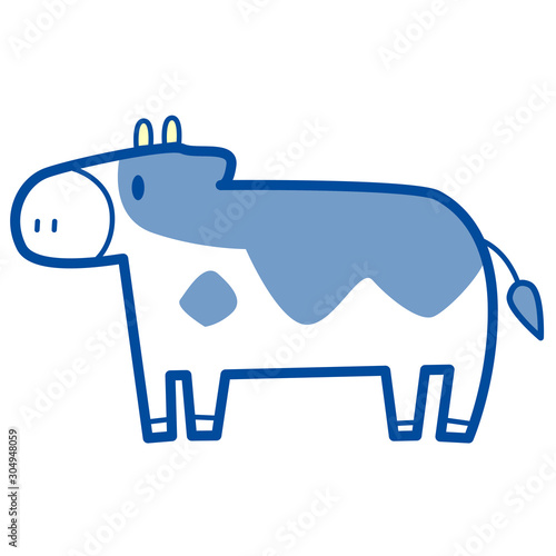 かわいい牛１頭のイラスト