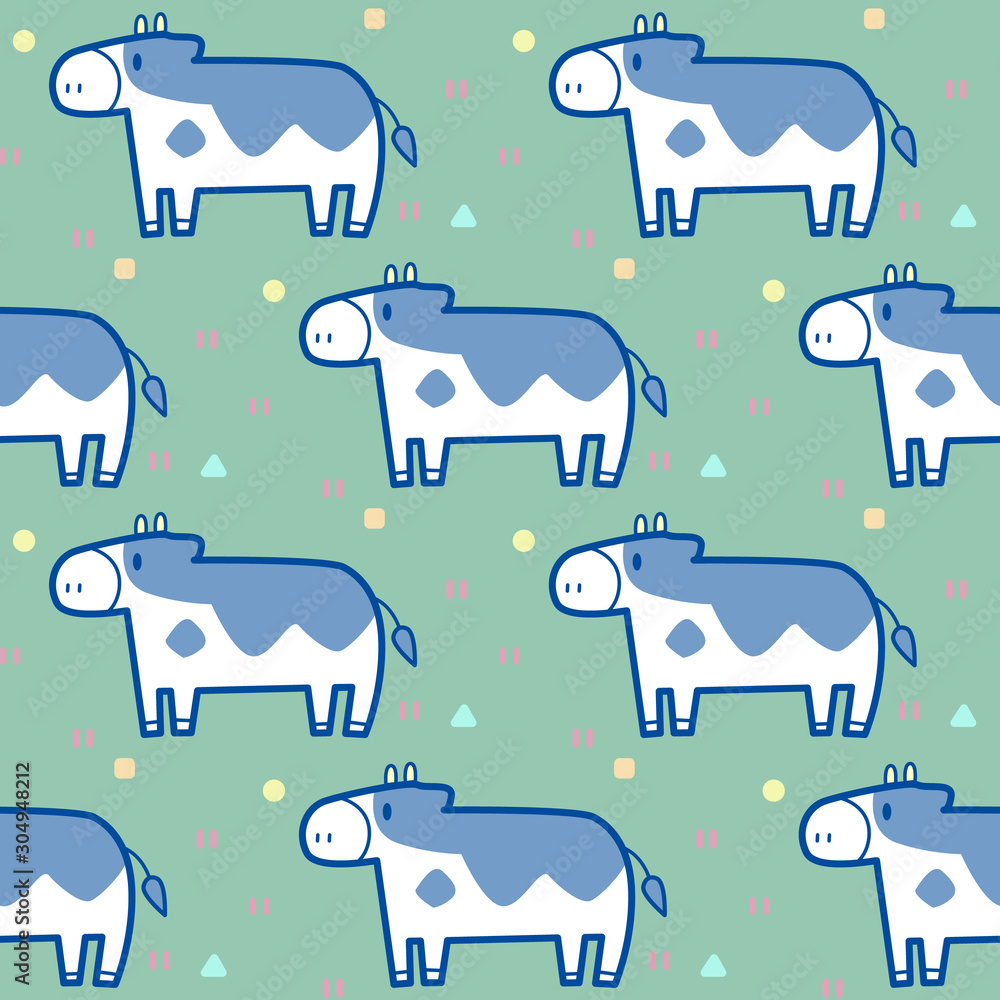 かわいい牛の群れのシームレスパターンイラスト Stock Vector Adobe Stock