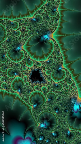 Fototapeta Naklejka Na Ścianę i Meble -  Artfully 3D rendering fractal, fanciful abstract illustration and colorful designed pattern