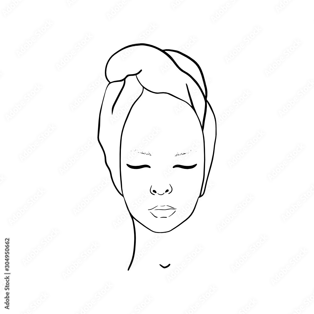 Vector contour of the face. Face care. Age-related changes. Vector contour of the face. Face care. Age-related changes.