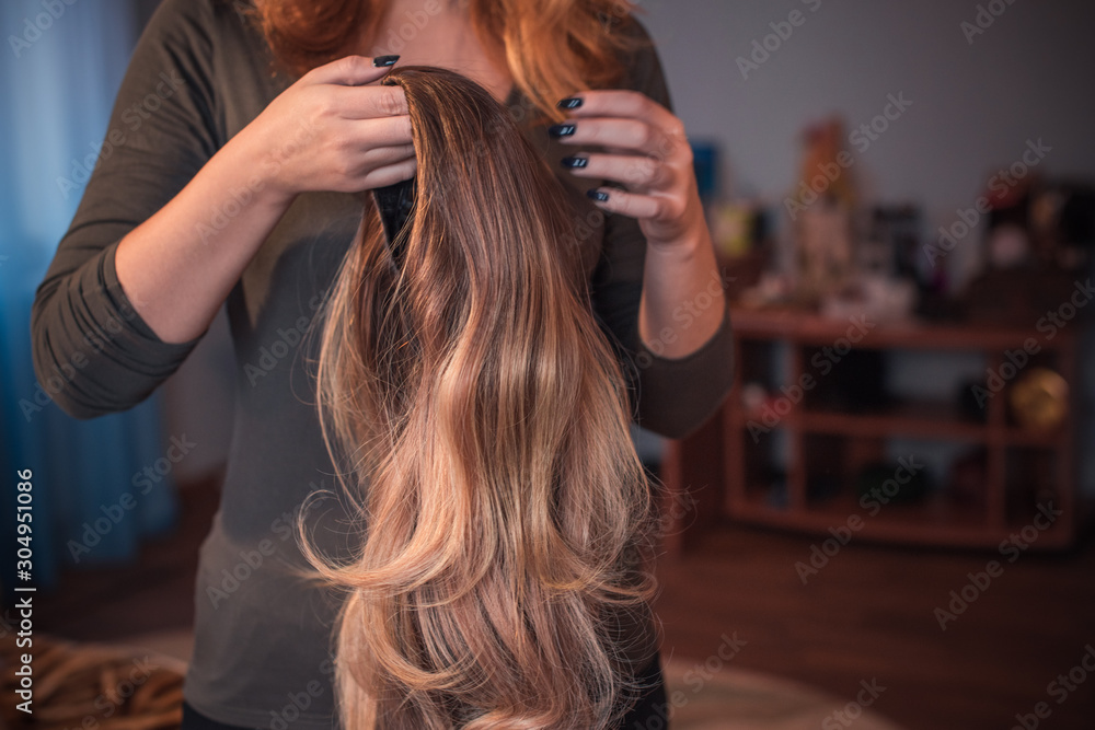 Naklejka premium Wigs, hair. Womens beauty concept