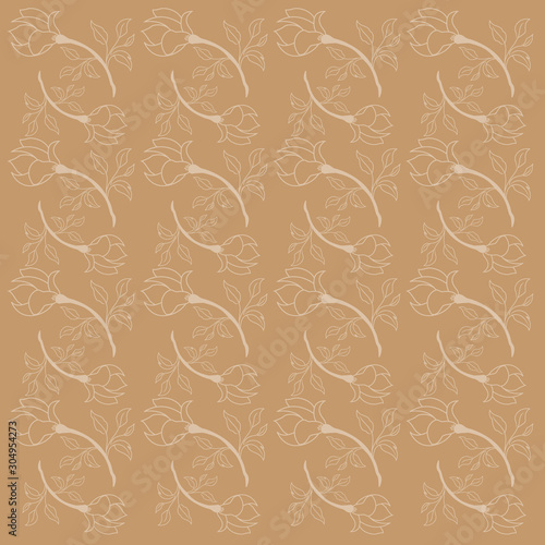 Elegant seamless pattern with flower. Scandinavian style vector background. Great for fabric,textile,wallpaper