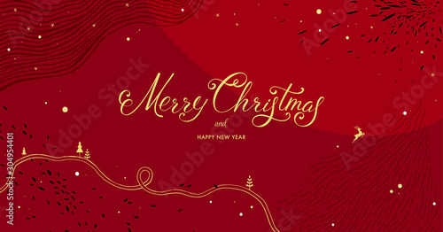 Winter Holidays banner design. Website or social media long header template for Christmas celebration with sparkles and space for text. 