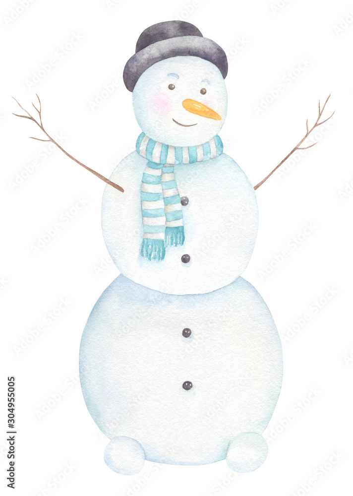 Snowman Watercolor Illustration