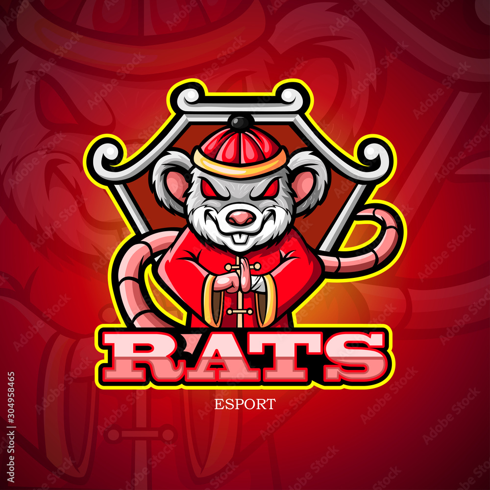  Chinese New Year mouse or rat mascot esport logo design.